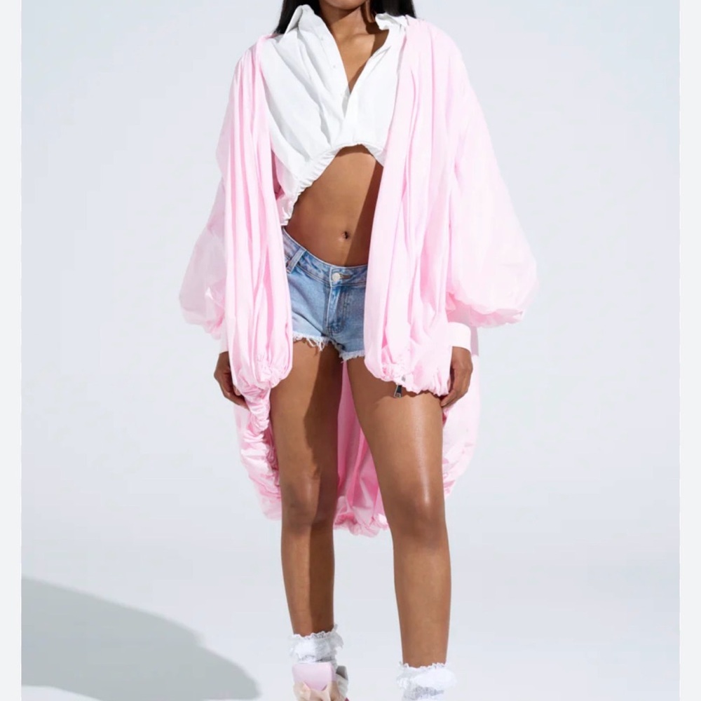 Akira Floating Nylon Bubble Bomber in light pink.